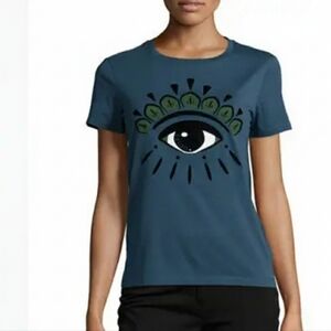 KENZO Eye Icon T Shirt XS Teal Blue NWT